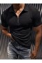 Luuk Men's Slim Fit Zippered Polo Collar Ribbed T-Shirt