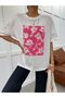 Oversize Crew Neck Floral Patterned T-Shirt - 4