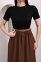 Women's Crew Neck Short Sleeve Belted Two-Piece Maxi Combination Dress - 3