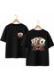 Playing Cards Dice Flower Print on the Back and Chest 100% Cotton Oversize Loose Regular Fit Crew Neck T-Shirt