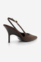 Women's Stiletto Pointed Toe Open Sided Classic Heeled Shoes Fesro Brown Suede - 5