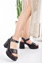 Women's Black Thick Heel Platform Sandals Ayk2000 - 2
