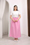 Women's Crew Neck Short Sleeve Belted Two-Piece Maxi Combination Dress - 5