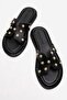 Women's Pearl Slippers Black - 5