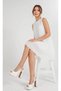 Women's White Faux Leather High Platform Heeled Open Back Comfortable and Stylish Evening Dress Shoes - 2