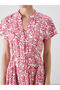 Floral Pleated Dress with Peep Collar - 3