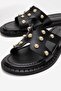 Women's Pearl Slippers Black - 3