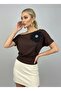 26036 Women's Boat Neck Stone Embellished Appliqué Combed Cotton Blouse - 3