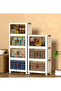 4-Tier Plastic Storage Cabinet with Double Doors with Wheels for Home & Office (65x40x142 cm) - 4