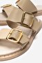 Women's Double Buckle Slippers Beige - 3