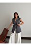 Elegant Oversized Vest with Gold Buckle Belt and Shoulder Pads - 4