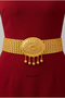 Grape Model – Gold Plated Women's Belt (with Hanging Pendant / Eyelet Filigree Buckle) - 7 Rows (Wide) - 2