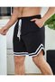 Men's Black Combed Cotton Shorts Sports Bermuda Striped Basketball Football Fitness Training Running Shorts - 2