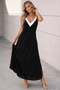 Women's viscose maxi dress with spaghetti straps and a sharp v-neck - white - 3
