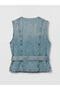 Esvab • Modern & Distinctive Zero Roba Collar Belted Women's Jean Vest - 7