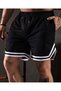 Men's Black Combed Cotton Shorts Sports Bermuda Striped Basketball Football Fitness Training Running Shorts