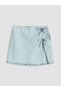 Blue bow detail girl's jean shorts skirt - 3