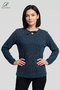 Women's Emerald Plus Size Star Patterned Crew Neck Lace-Up Lycra Viscose Mother Combed Cotton Blouse