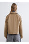 Shirt Collar Women's Suede Look Jacket - 5