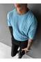 Old Money Style Men's Slim Fit Vertical Striped T-Shirt Crew Neck Ribbed Knitwear Knitted T-Shirt - 2