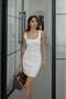 White Fit Denim Dress with Stitching Detail