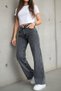Nova Women's High Waist Smoked Loose Jeans Wide Leg Palazzo Denim Pants - 5
