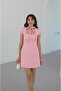 Pink Tie-Neck Dress with Shorts