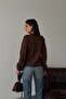 Women's Bitter Brown Ruffle Detailed V-Neck Blouse Mlb196 - 7