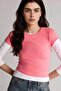 Fitted Crew Neck Ribbed Short Sleeve Basic T-Shirt E0288Ax26Sp