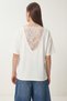 Lace Detailed Oversize Modal T-Shirt Lnt0030 Ecru - 5