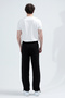 Men's Elastic Waistband, Cuffed Cuffs, Double Pockets, Sweatpants, Black - 3156 - 3