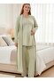Women's Lace Long Sleeve 3-Piece Maternity Pajama Set with Dressing Gown - 3