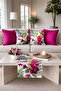 Pastel Flowers, 5-Piece Combination Ribbed Throw Pillow Cover and Runner Set