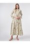 100% Cotton Belt Detailed Maxi Dress Cream