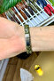 Genuine Leather Green Motif Thick Knitted Bracelet - 2