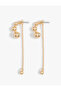 Steel Mixed Metal Beaded Dangle Chain Earrings