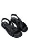 Women's Genuine Leather Black Heeled Sandals - 2