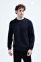 Men's Crew Neck Embroidered Sweatshirt Navy Blue - 26K 6138 - 4
