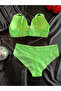 Freya Neon Lace Detailed Non-Padded Women's Bra and Thin Elastic Comfortable Panties Set - Neon Green - 3