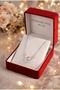 316L Silver Color Zircon Stone Crescent Heart Steel Necklace - 3