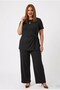 Women's Plus Size Short Sleeve Side Knotted Tracksuit Set 8257-26