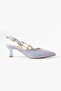Lilac Suede Stone Embellished Pearl Buckle Adjustable Strap 5 cm Thin Heeled Women's Shoes - 5