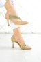 Alessi Light Beige Vegan Stone Pointed Toe Thin Heeled Evening Dress Shoes - 2