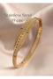 Gold Color Leaf Model Zircon Stone Detailed Cuff Bracelet