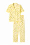 Women's Front Buttoned Turn-Down Collar Short Sleeve Long Pants Patterned Pajama Set - 4