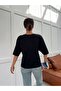 Low Sleeve Asymmetric Collar 100% Cotton Knitted Blouse - 8