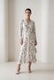 Cream - Bitter Brown Collar, Waist and Skirt Detailed Long Sleeve Midi Dress - 2