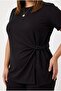 Women's Plus Size Short Sleeve Side Knotted Tracksuit Set 8257-26 - 2