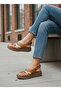 Perforated Patterned Genuine Leather Fully Padded Orthopedic Women's Daily Sandals - 3