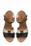 Women's Black & Silver Detailed Wedge Heeled Sandals - 3